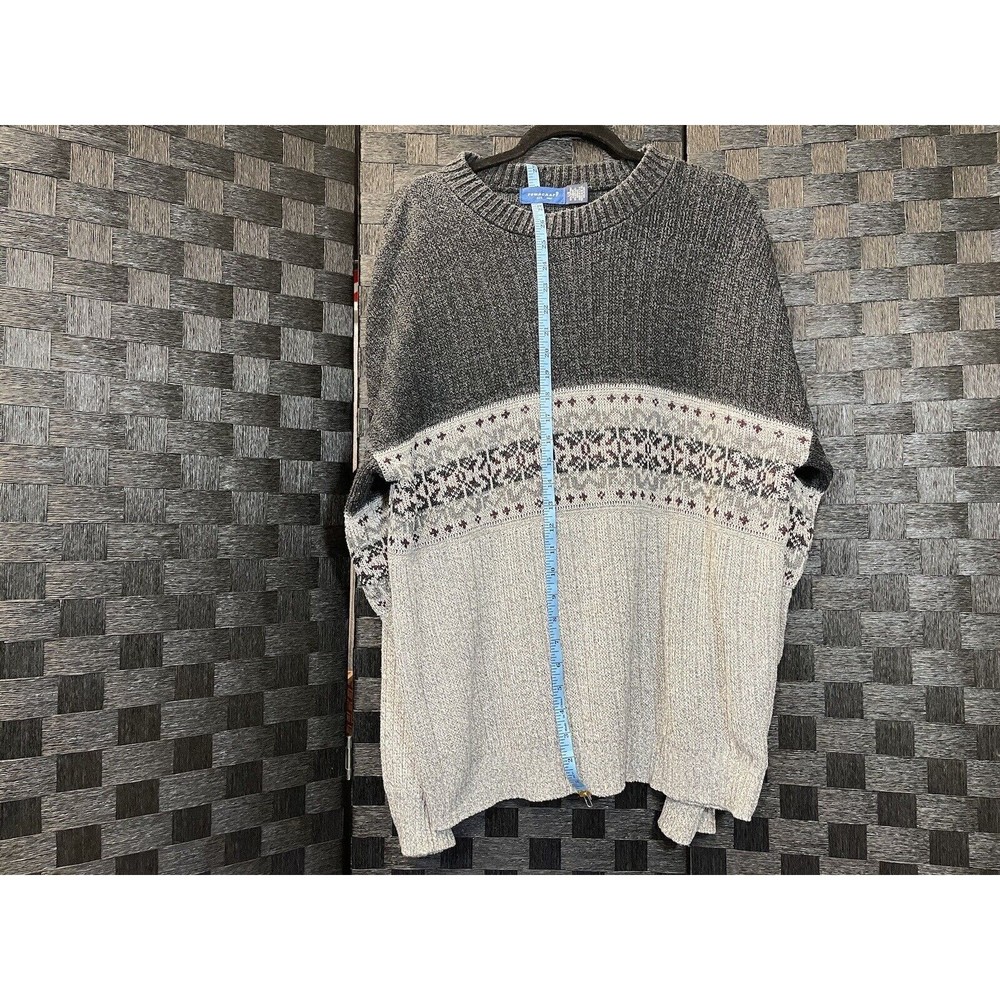 VTG Towncraft EST. 1927 Mens Crewneck Sweater Gray/Black Ribbed Snowflake L/G